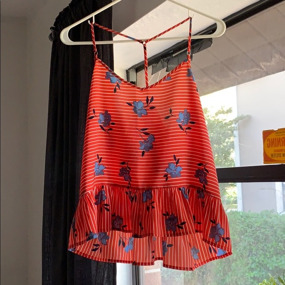 Abercrombie & Fitch Peplum Stripe and Floral Top - Picture 1 of 2